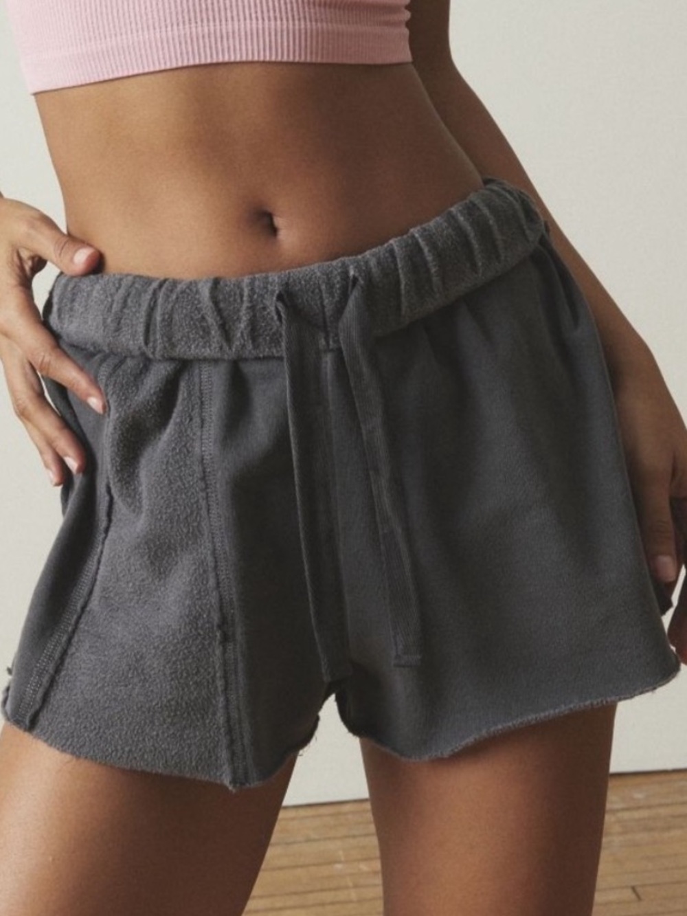 Comfortable Y2K Aesthetic Urban Outfitters Charcoal Elastic-Waist  Shorts